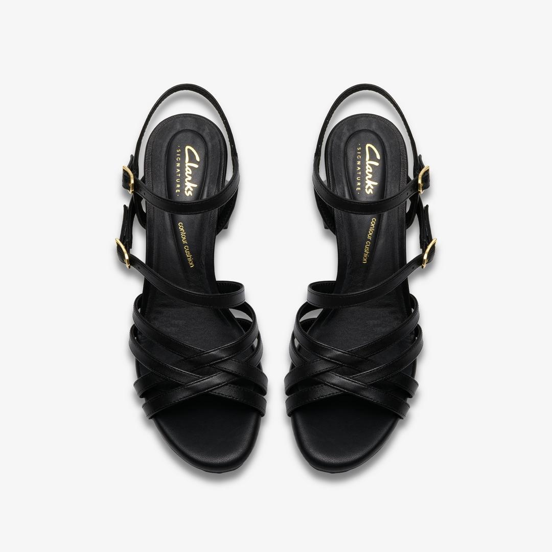 Womens Ezoria Strap Black Leather Strappy Sandals - Image 6
