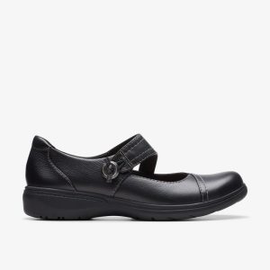 Womens Carleigh Jane Black Leather Mary Jane Shoes