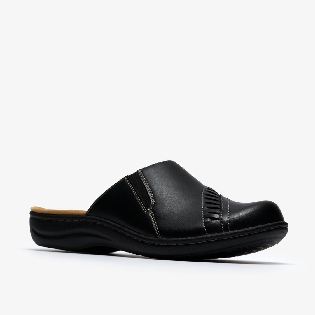 Womens Laurieann Lux Black Leather Clogs & Mules - Image 4