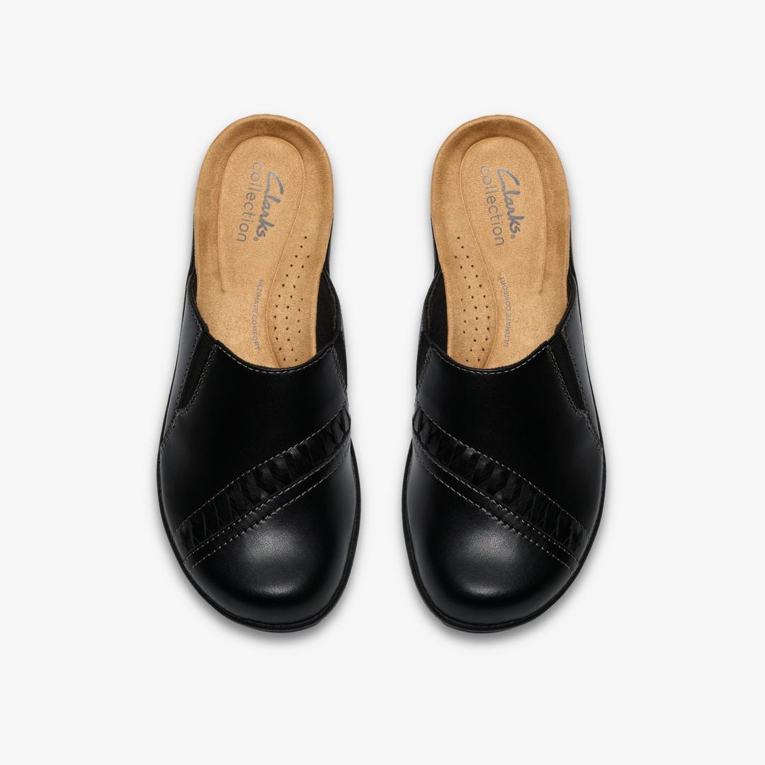 Womens Laurieann Lux Black Leather Clogs & Mules - Image 6