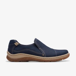 Womens Orlene Slip Navy Nubuck Slip-Ons