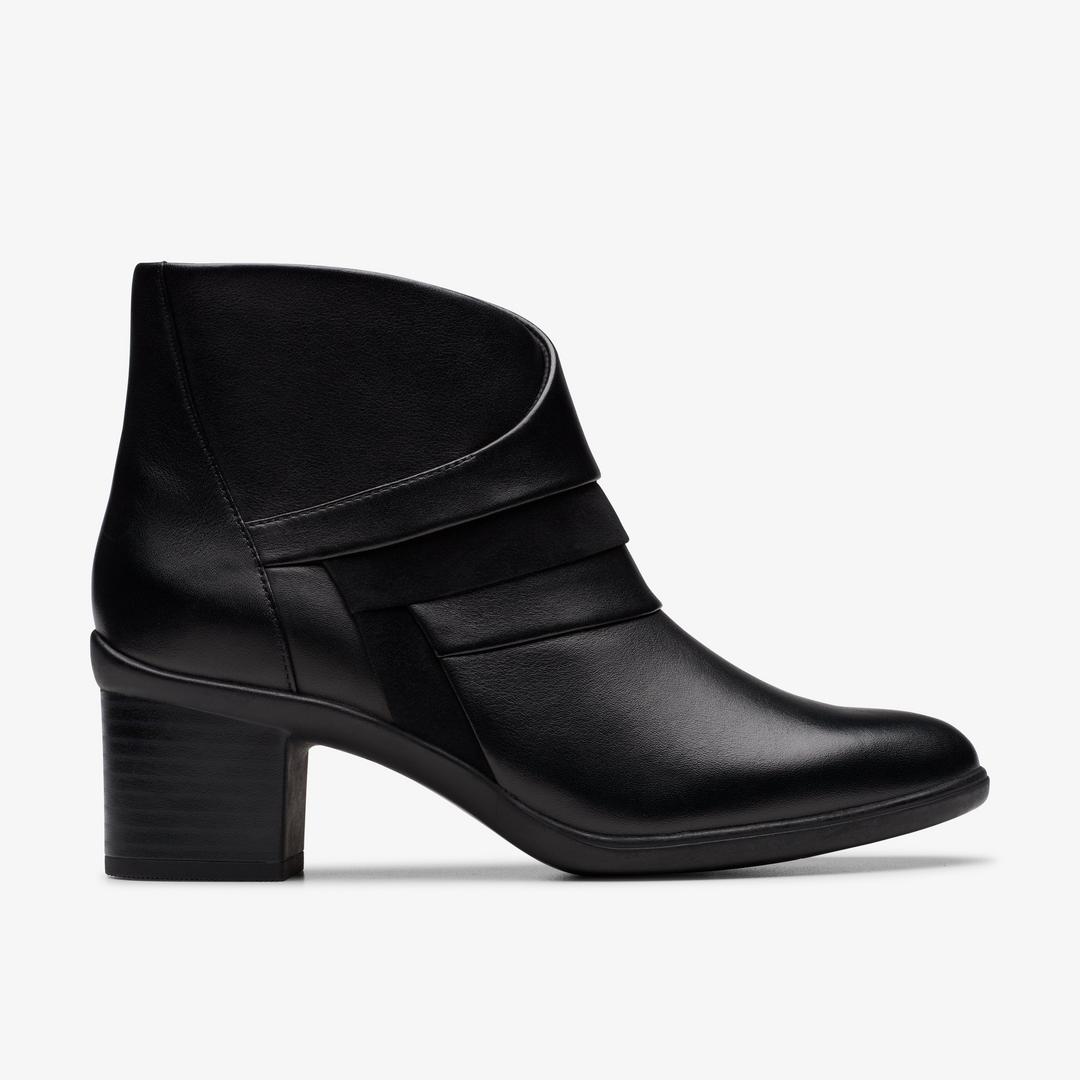 Womens Shaya Sky Black Leather Ankle Boots