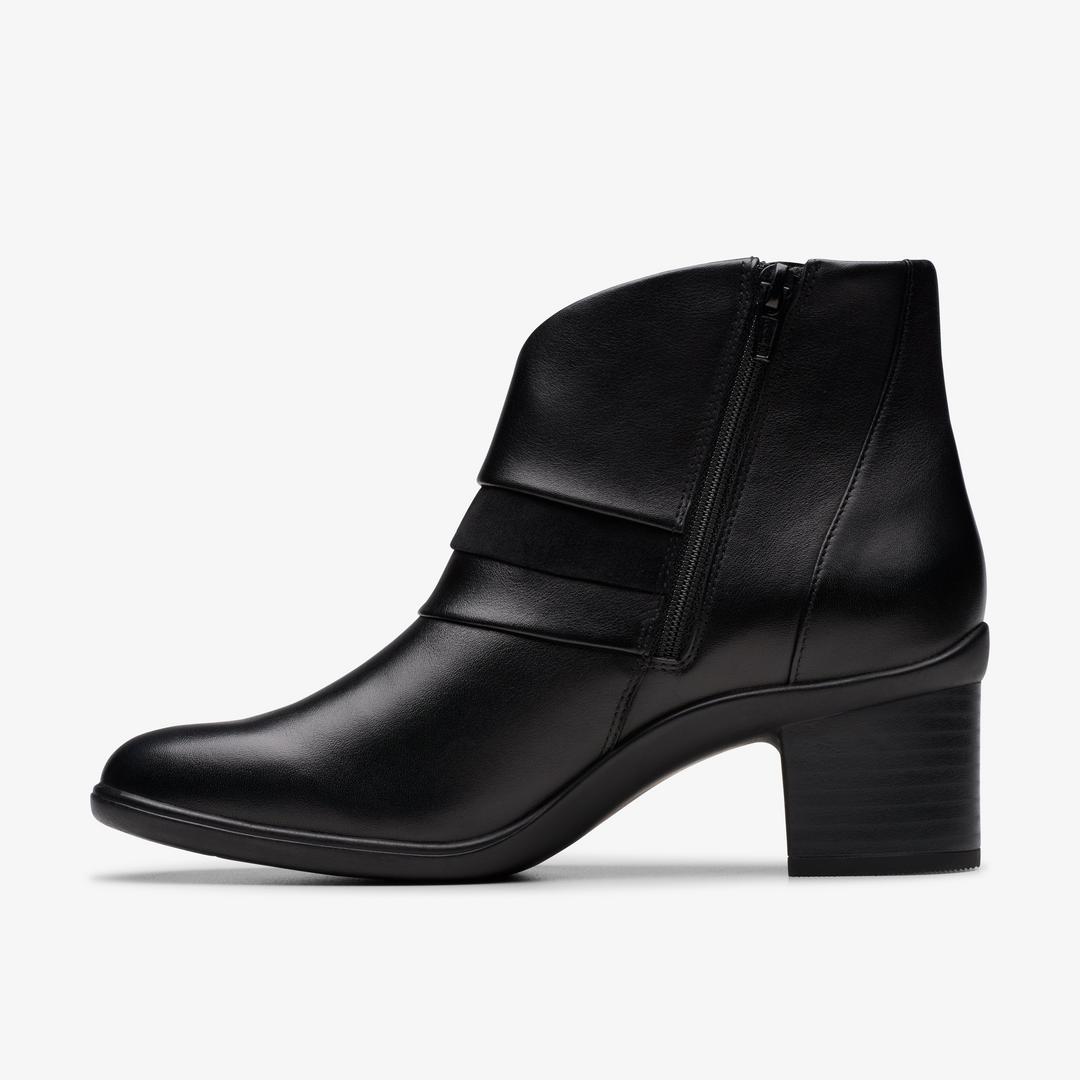 Womens Shaya Sky Black Leather Ankle Boots - Image 3