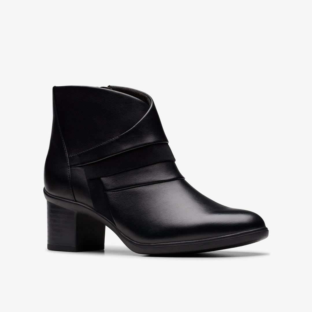 Womens Shaya Sky Black Leather Ankle Boots - Image 5
