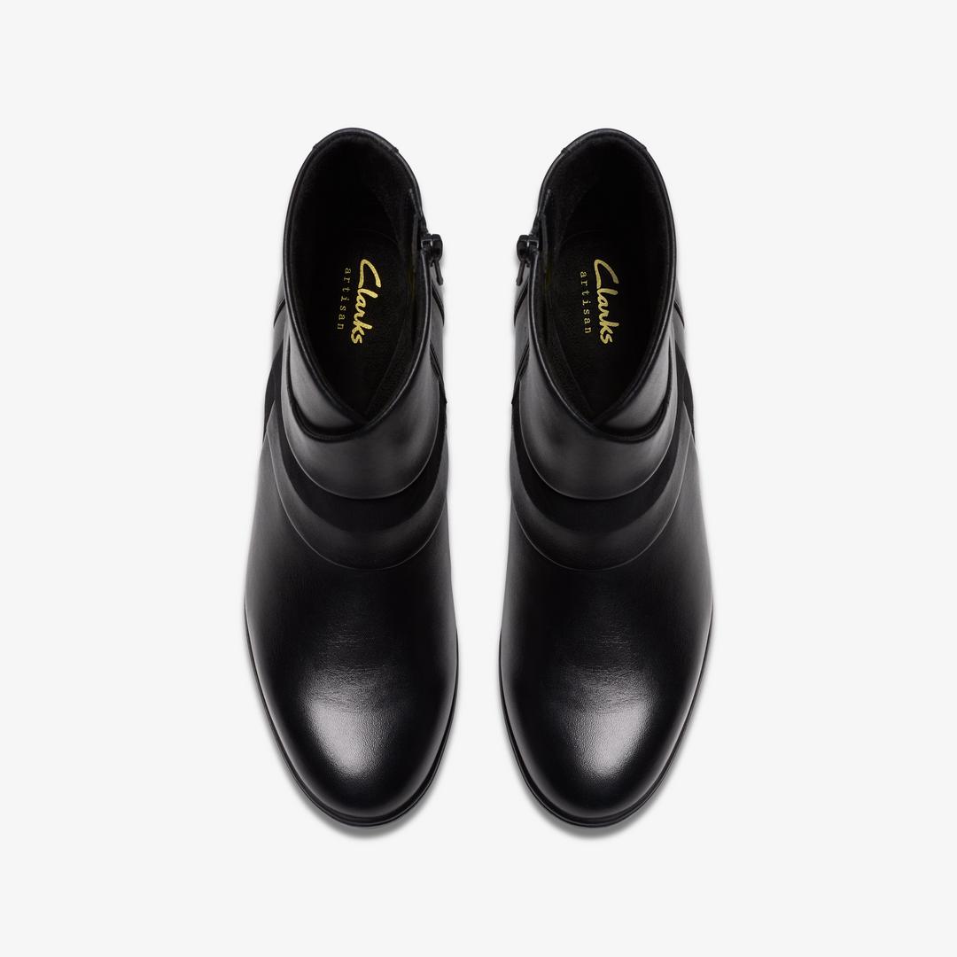 Womens Shaya Sky Black Leather Ankle Boots - Image 7