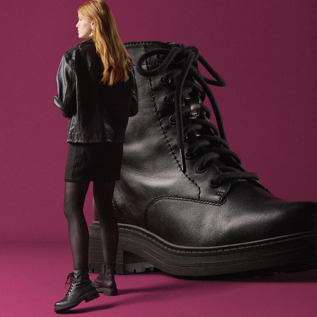 Womens Orinoco3 Style Black Leather Ankle Boots - Image 4