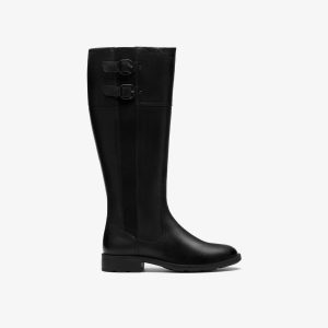 Womens Adalynn Hope Black Leather Knee High Boots