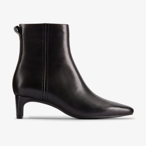 Womens Edina Up Black Leather Ankle Boots