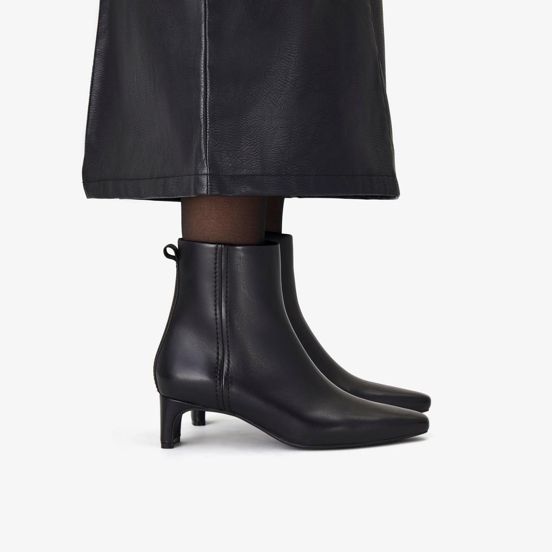 Womens Edina Up Black Leather Ankle Boots - Image 2