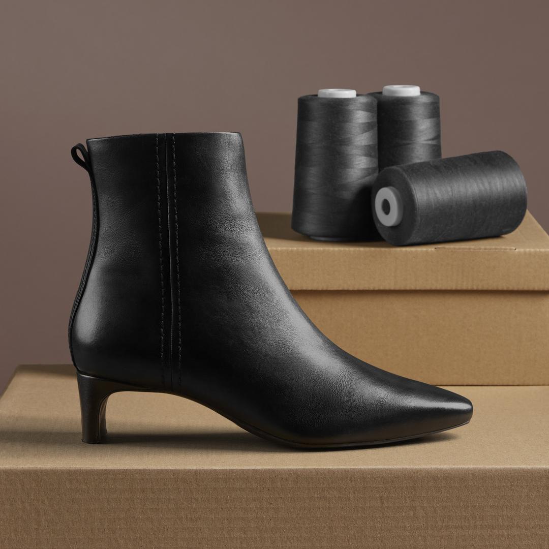 Womens Edina Up Black Leather Ankle Boots - Image 4