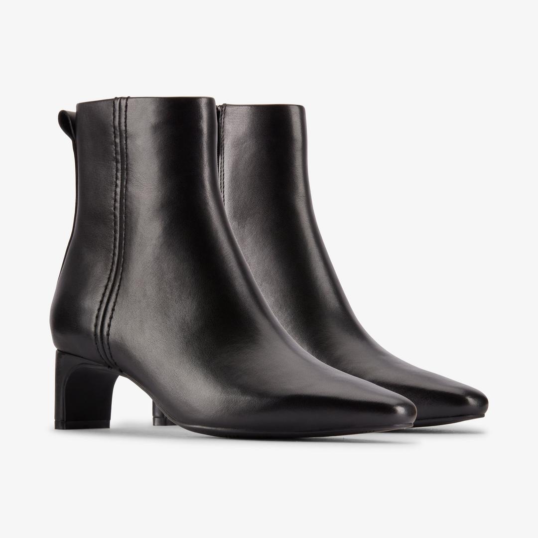 Womens Edina Up Black Leather Ankle Boots - Image 8