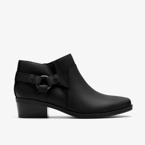 Womens Danyelle Gema Black Oily Leather Ankle Boots