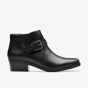 Womens Danyelle Wish Black Leather Ankle Boots