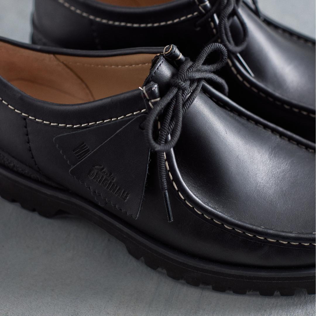 Mens Walla Yukoner Black Leather Wallabees - Image 2