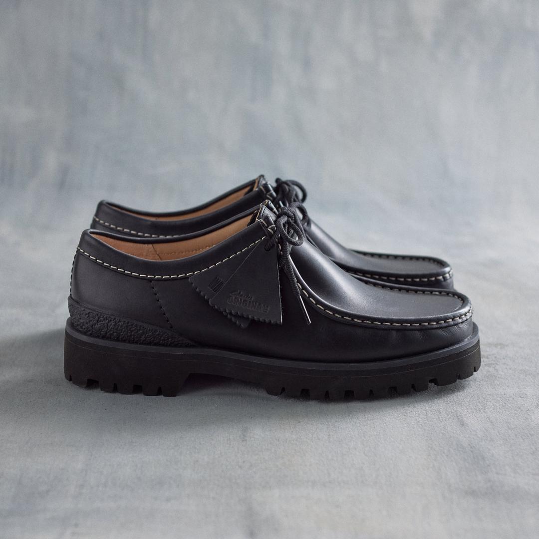 Mens Walla Yukoner Black Leather Wallabees - Image 3