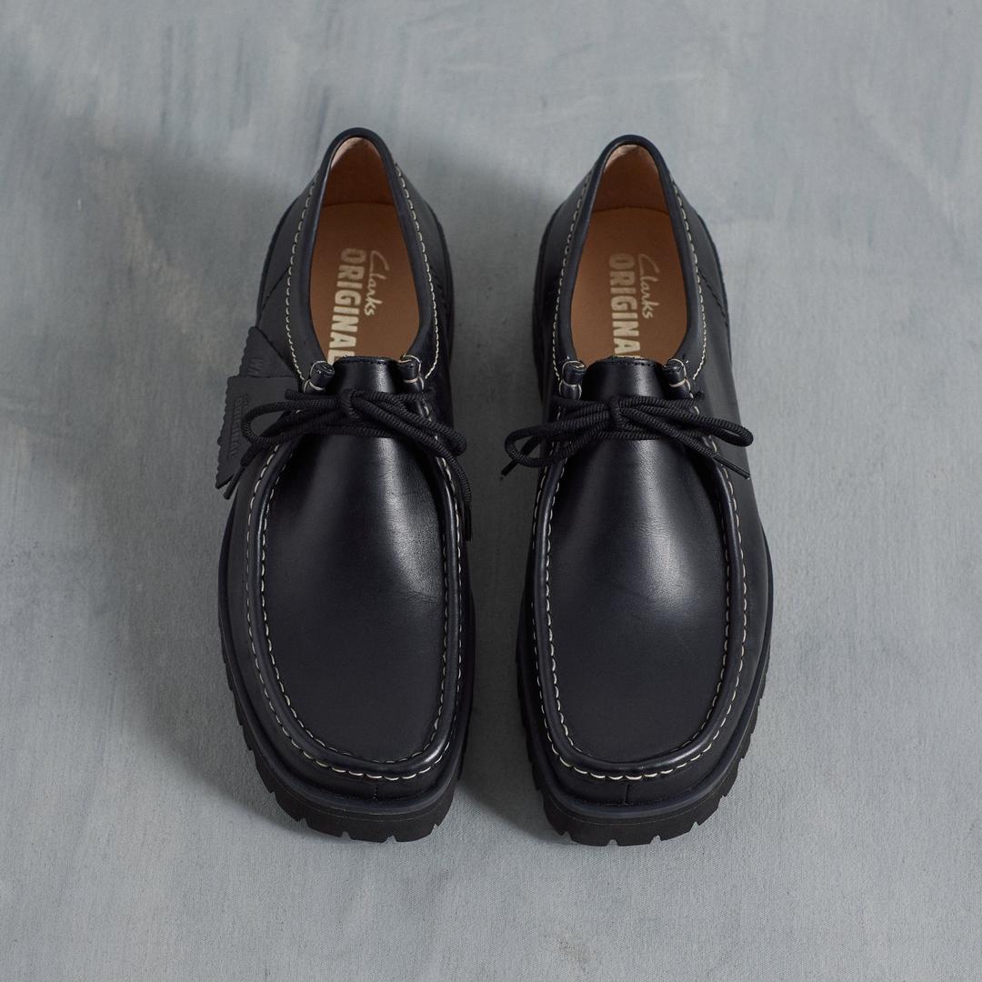 Mens Walla Yukoner Black Leather Wallabees - Image 4