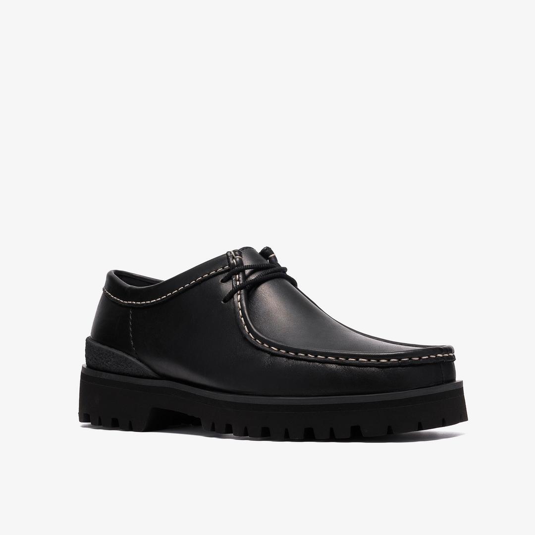 Mens Walla Yukoner Black Leather Wallabees - Image 7