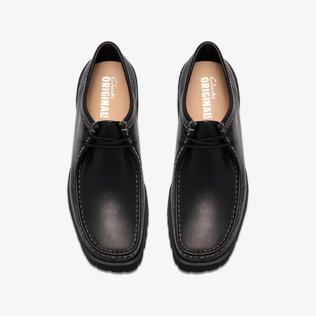 Mens Walla Yukoner Black Leather Wallabees - Image 9