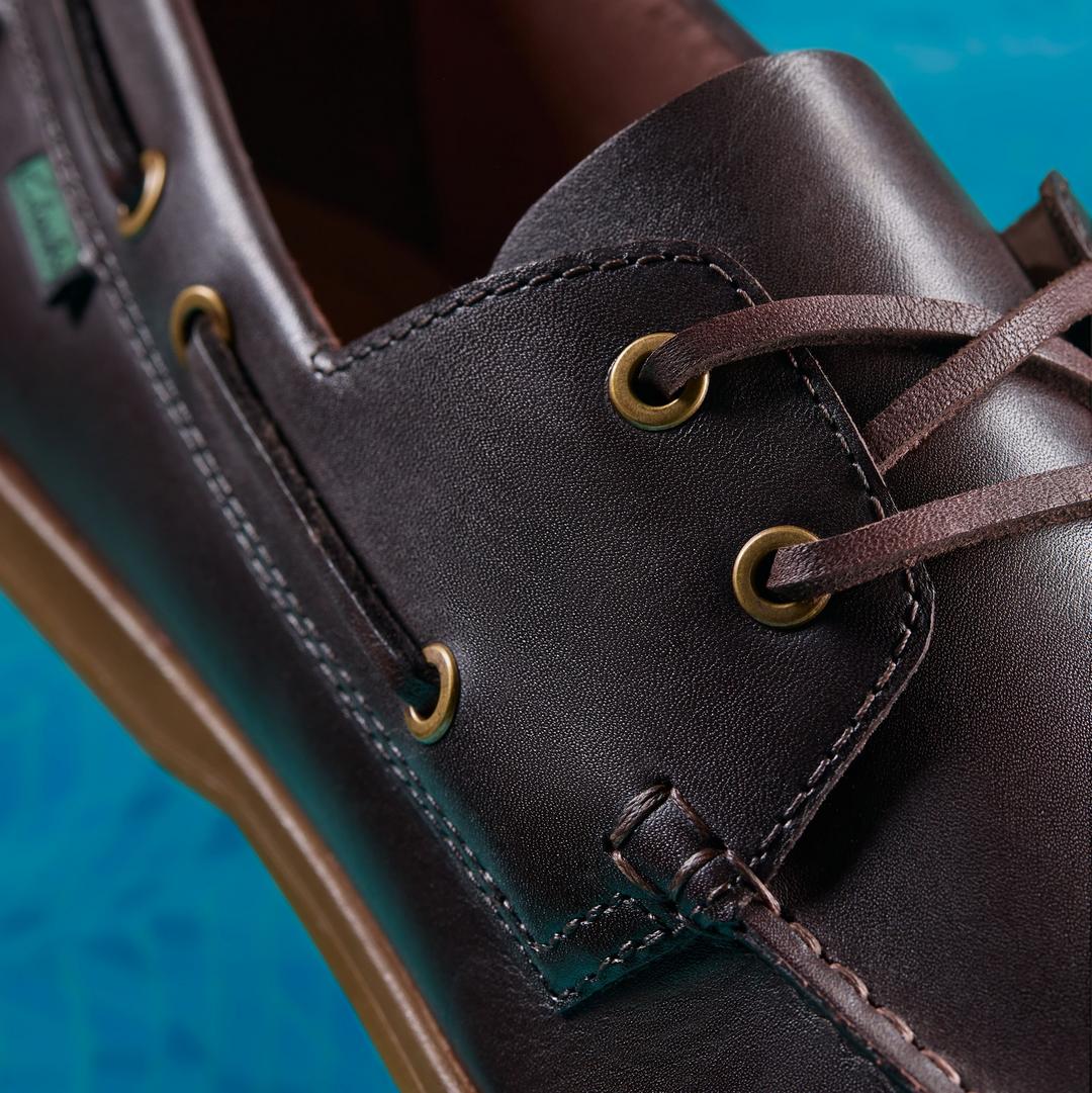 Mens Charmouth Lace Brown Leather Boat Shoes - Image 4
