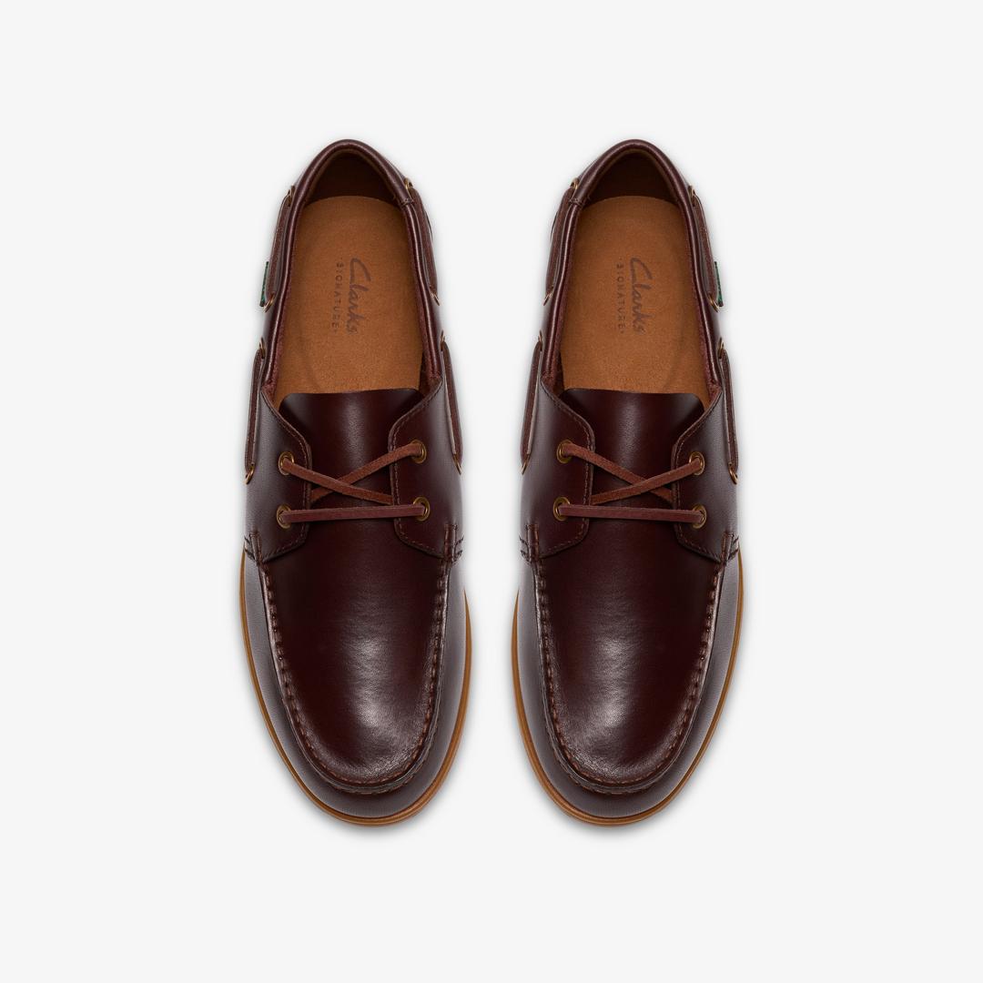 Mens Charmouth Lace Brown Leather Boat Shoes - Image 9