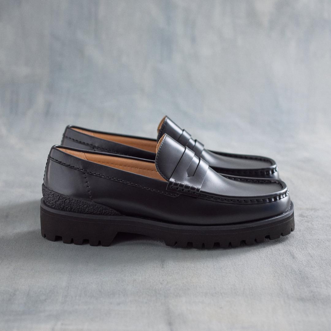 Mens Yukoner Penny Black Leather Loafers - Image 3