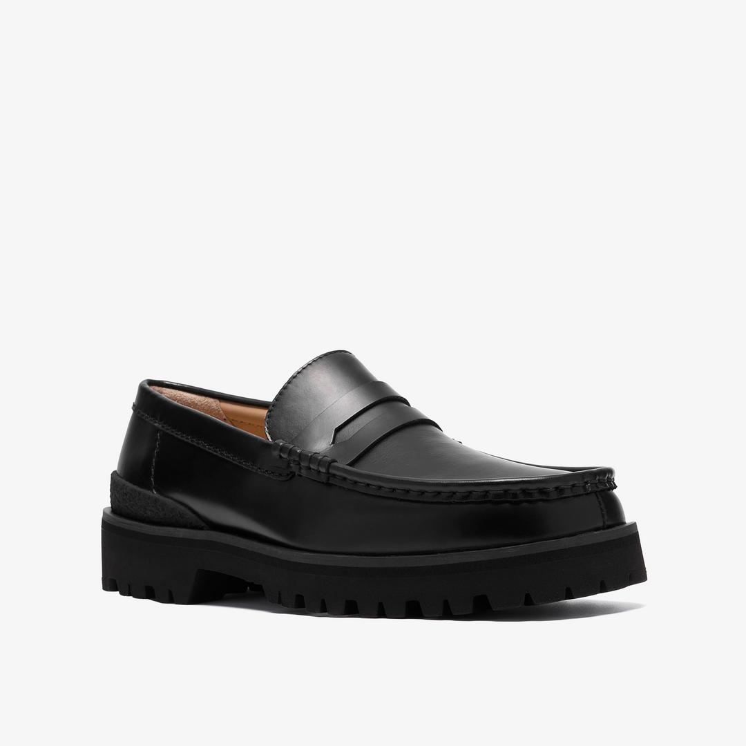 Mens Yukoner Penny Black Leather Loafers - Image 6