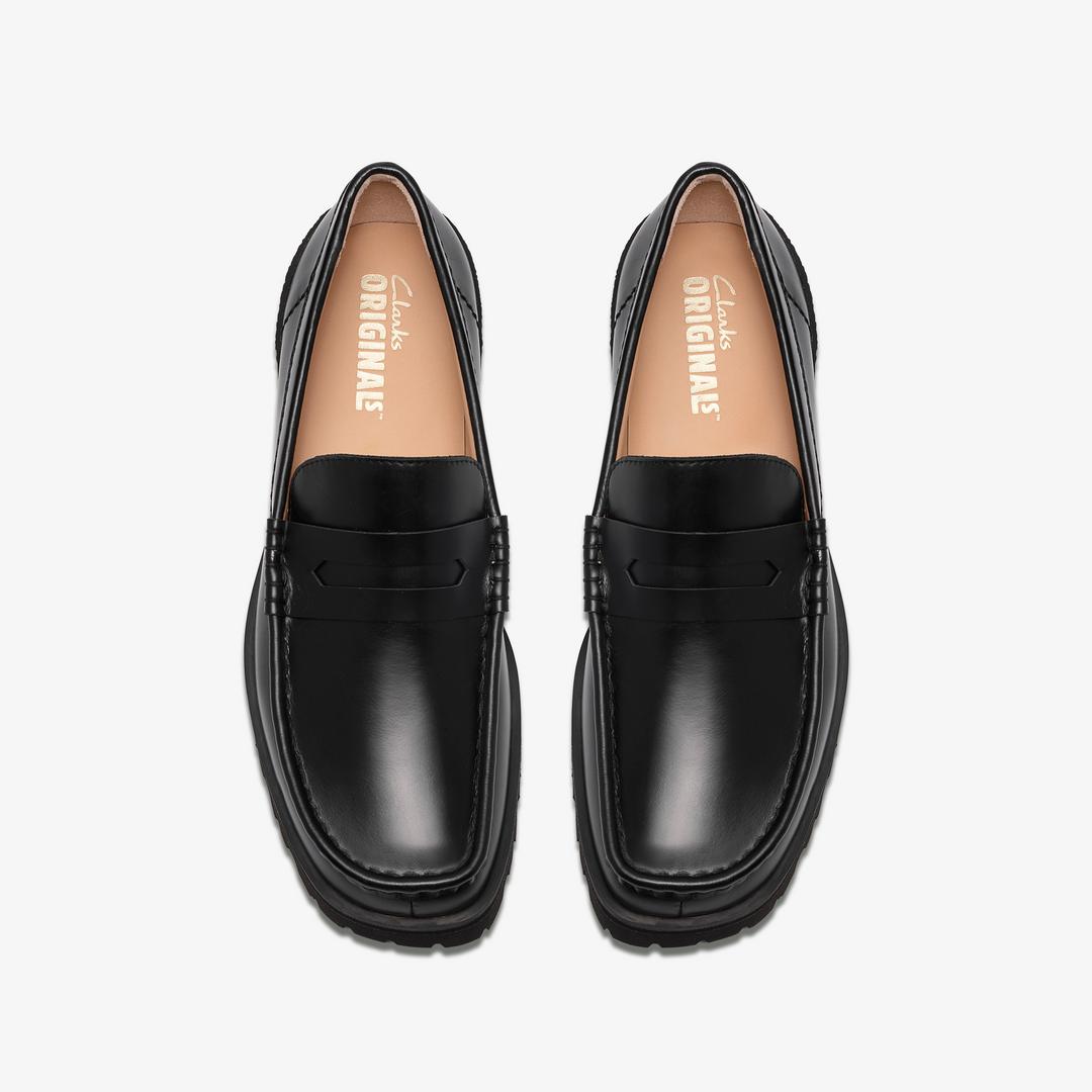 Mens Yukoner Penny Black Leather Loafers - Image 8