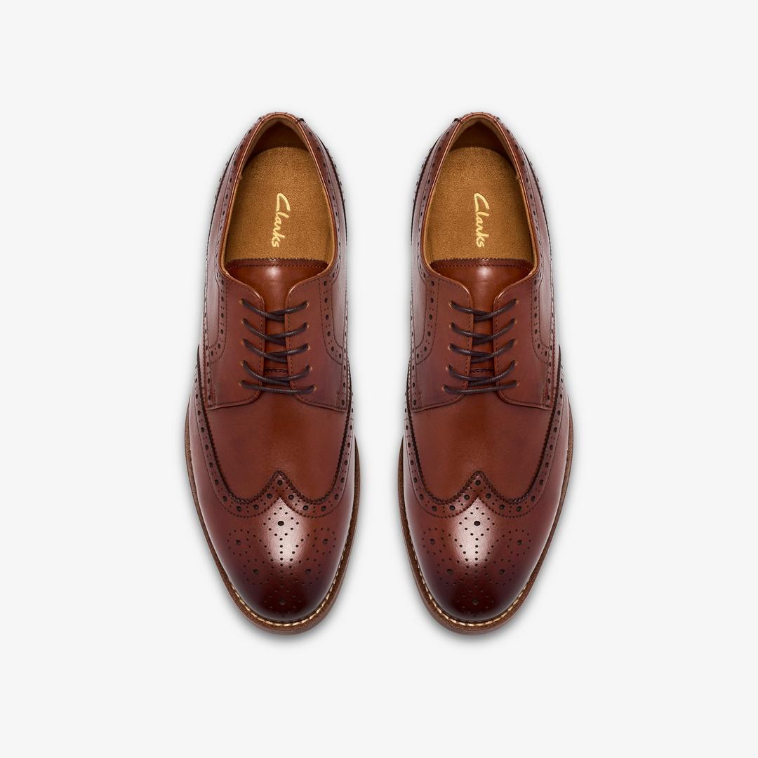 Mens Bowburn Tip Tan Leather Oxfords| Clarks - Image 6
