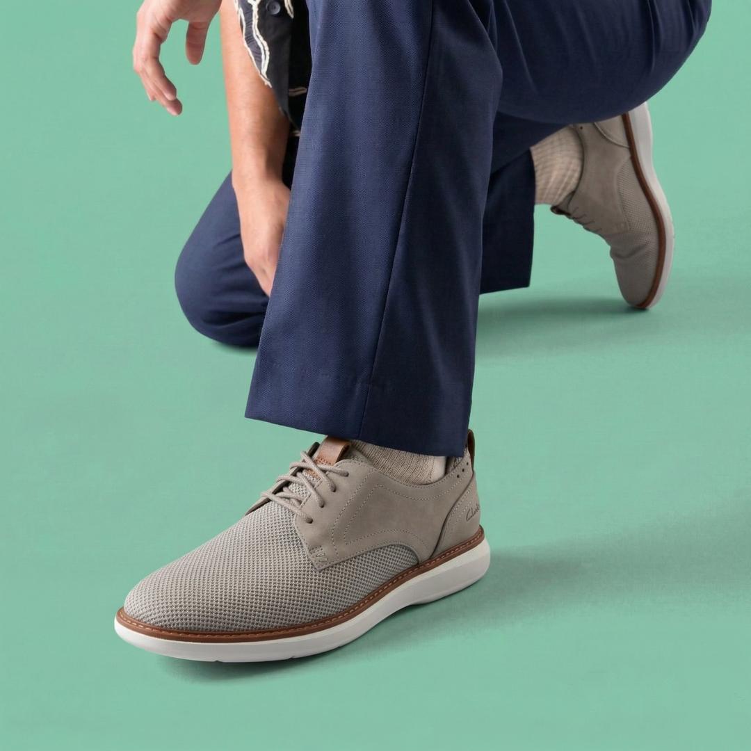 Mens Brantin Plain Grey Knit Oxford Shoe - Image 2
