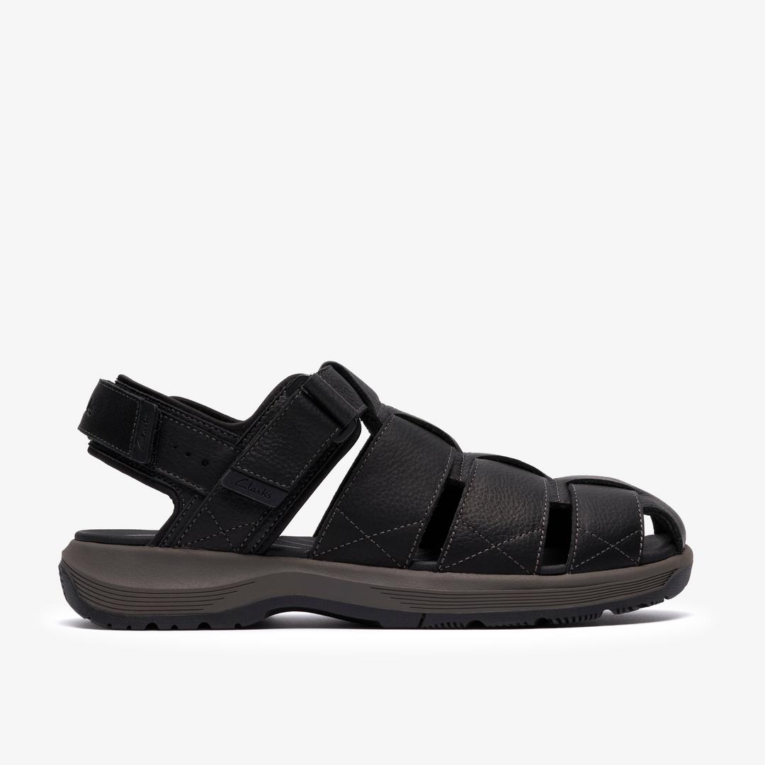 Mens Guideview Cove Black Leather Sandal
