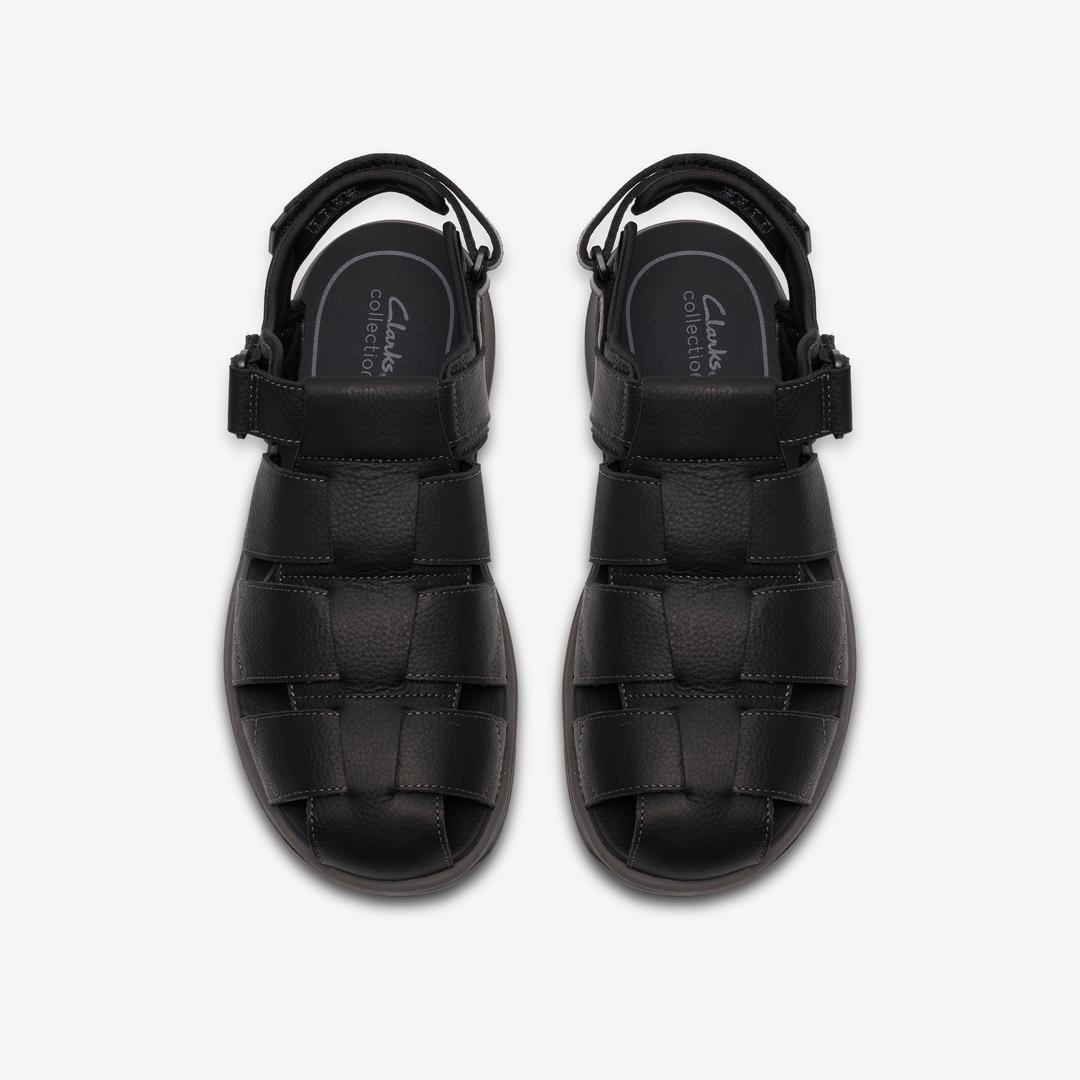 Mens Guideview Cove Black Leather Sandal - Image 6