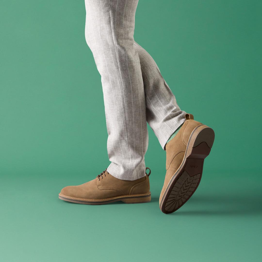 Mens Aldwin Lace Tan Suede Oxfords - Image 2
