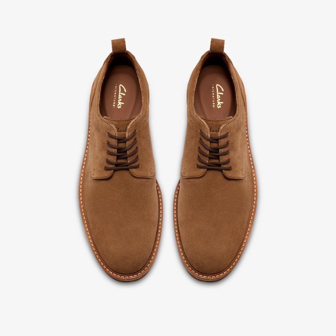 Mens Aldwin Lace Tan Suede Oxfords - Image 8