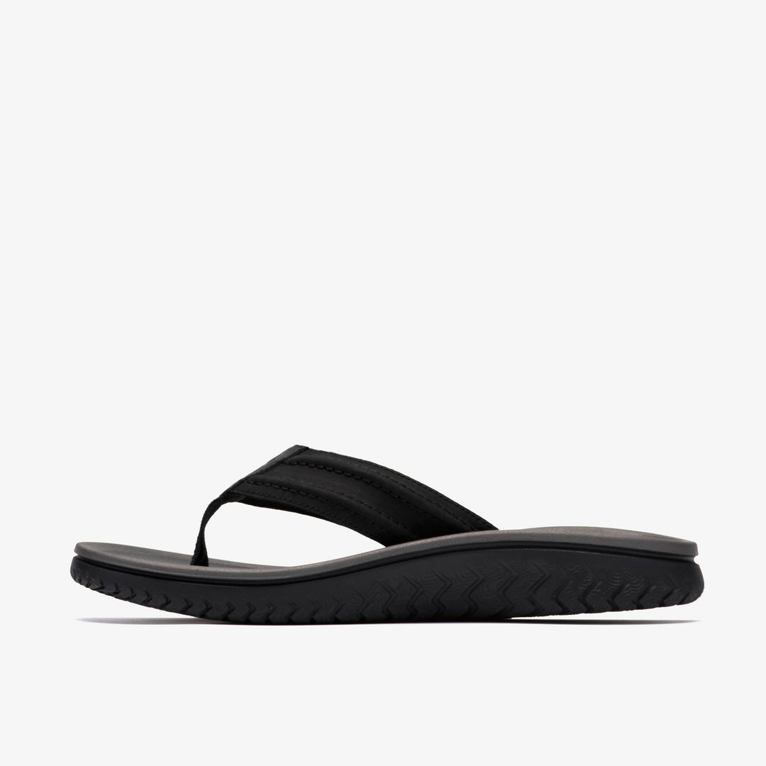 Mens Wesley Surf Black Leather Flip Flop - Image 2