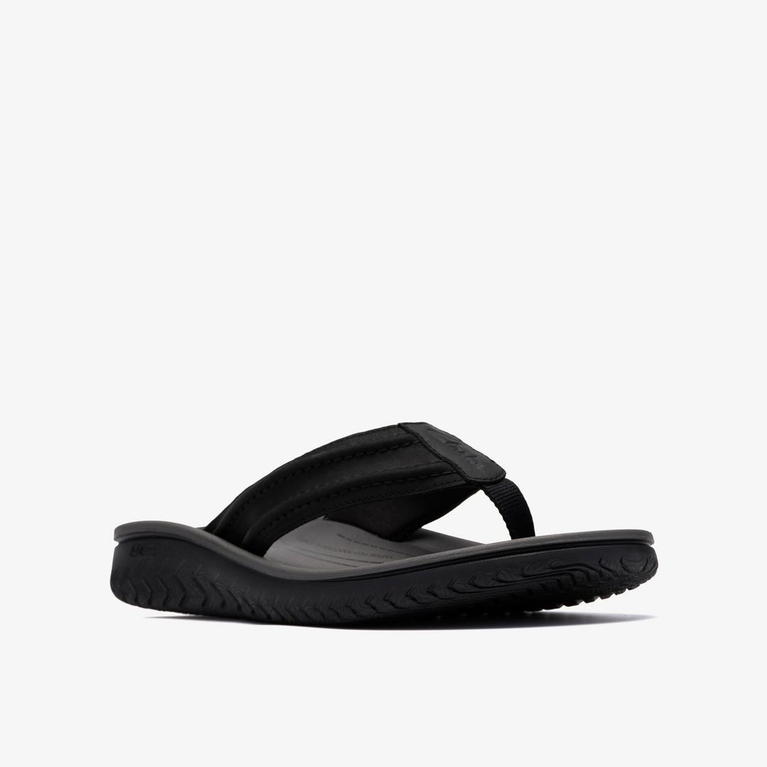Mens Wesley Surf Black Leather Flip Flop - Image 4