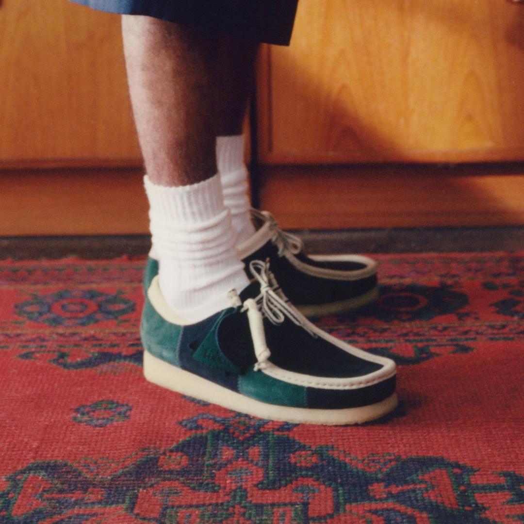 Mens Wallabee Blue/Green Stripe - Image 2