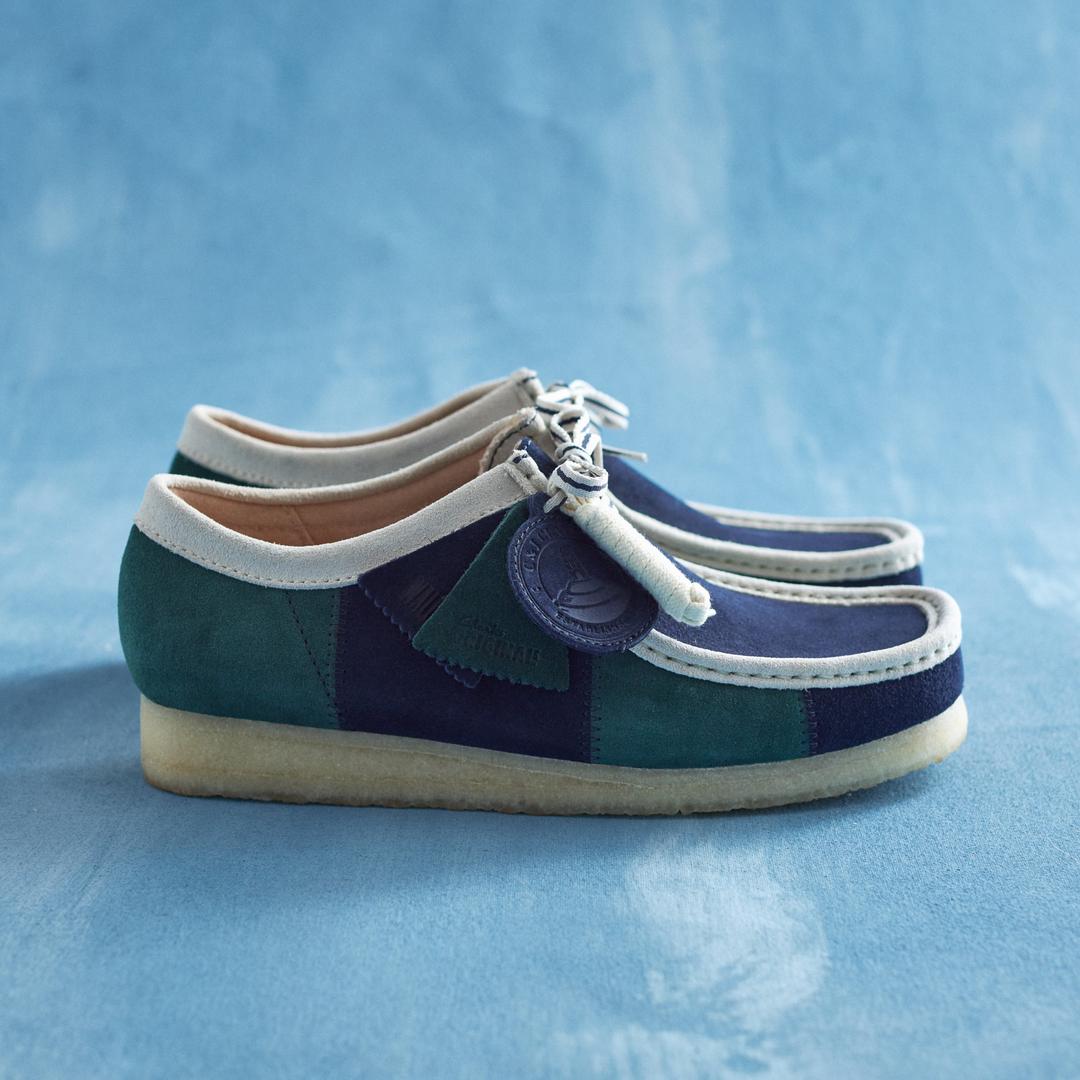 Mens Wallabee Blue/Green Stripe - Image 3
