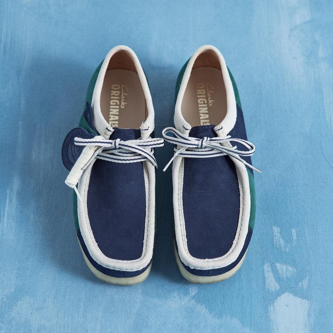 Mens Wallabee Blue/Green Stripe - Image 4