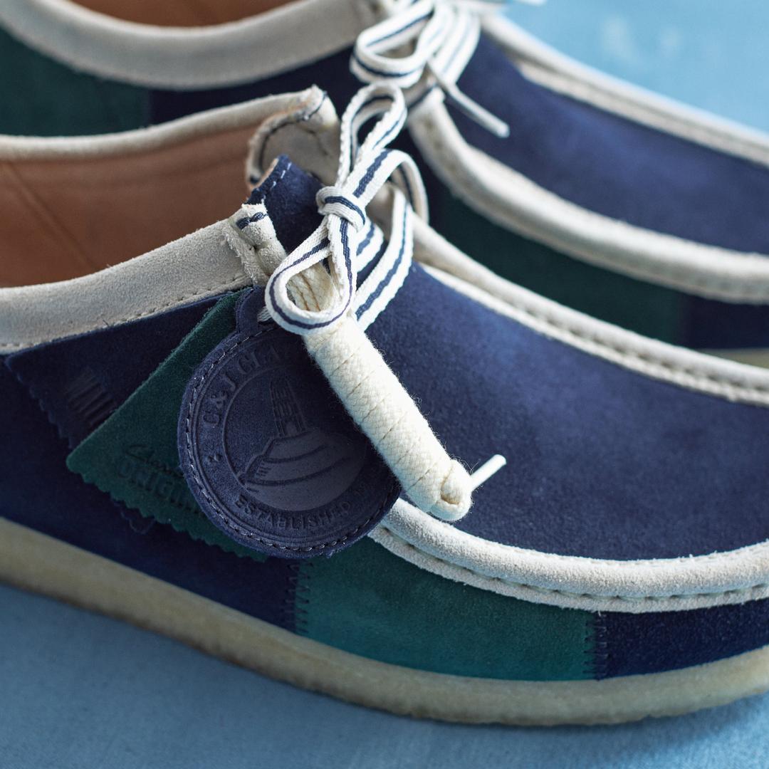 Mens Wallabee Blue/Green Stripe - Image 5