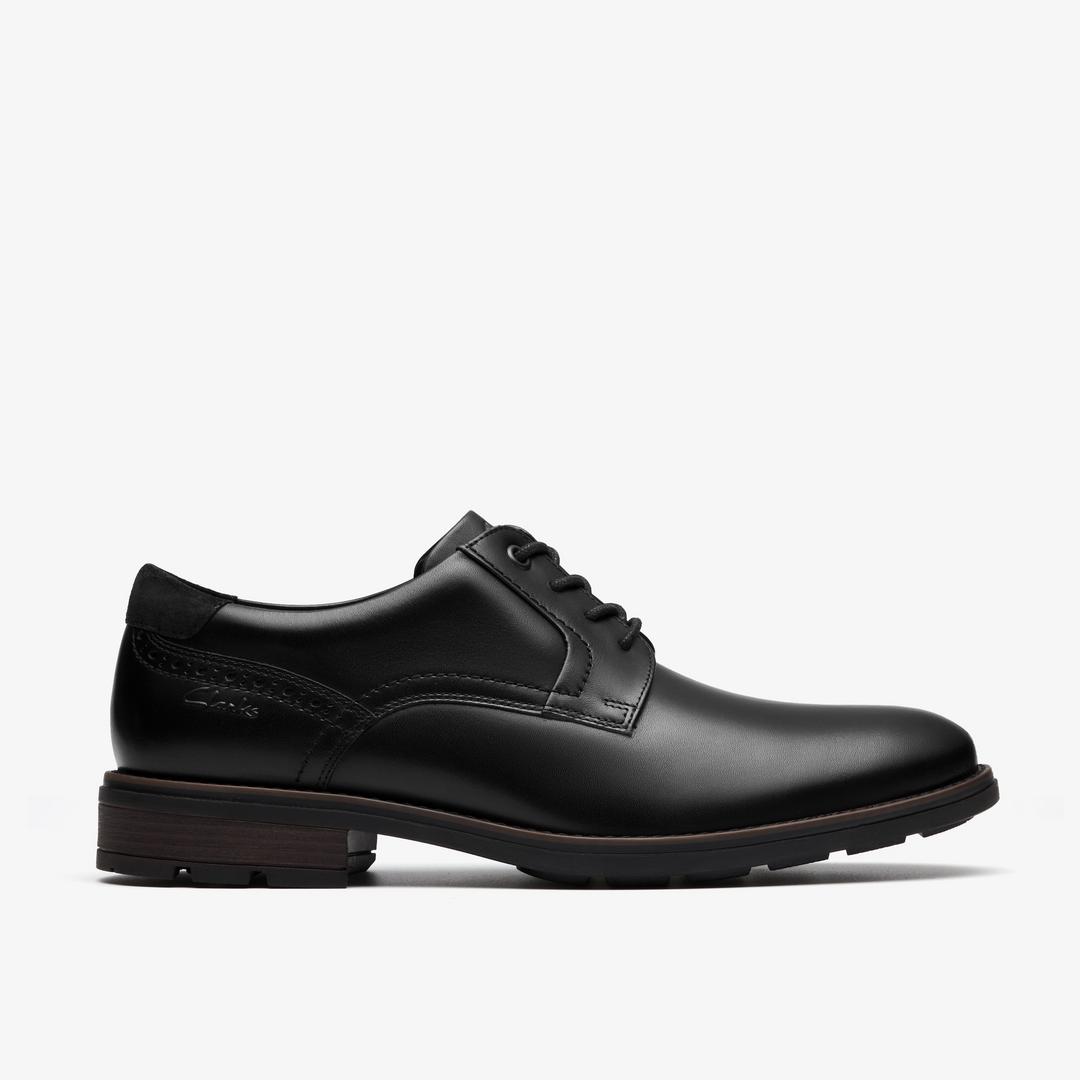 Mens Emmet Plain Black Smooth Shoes