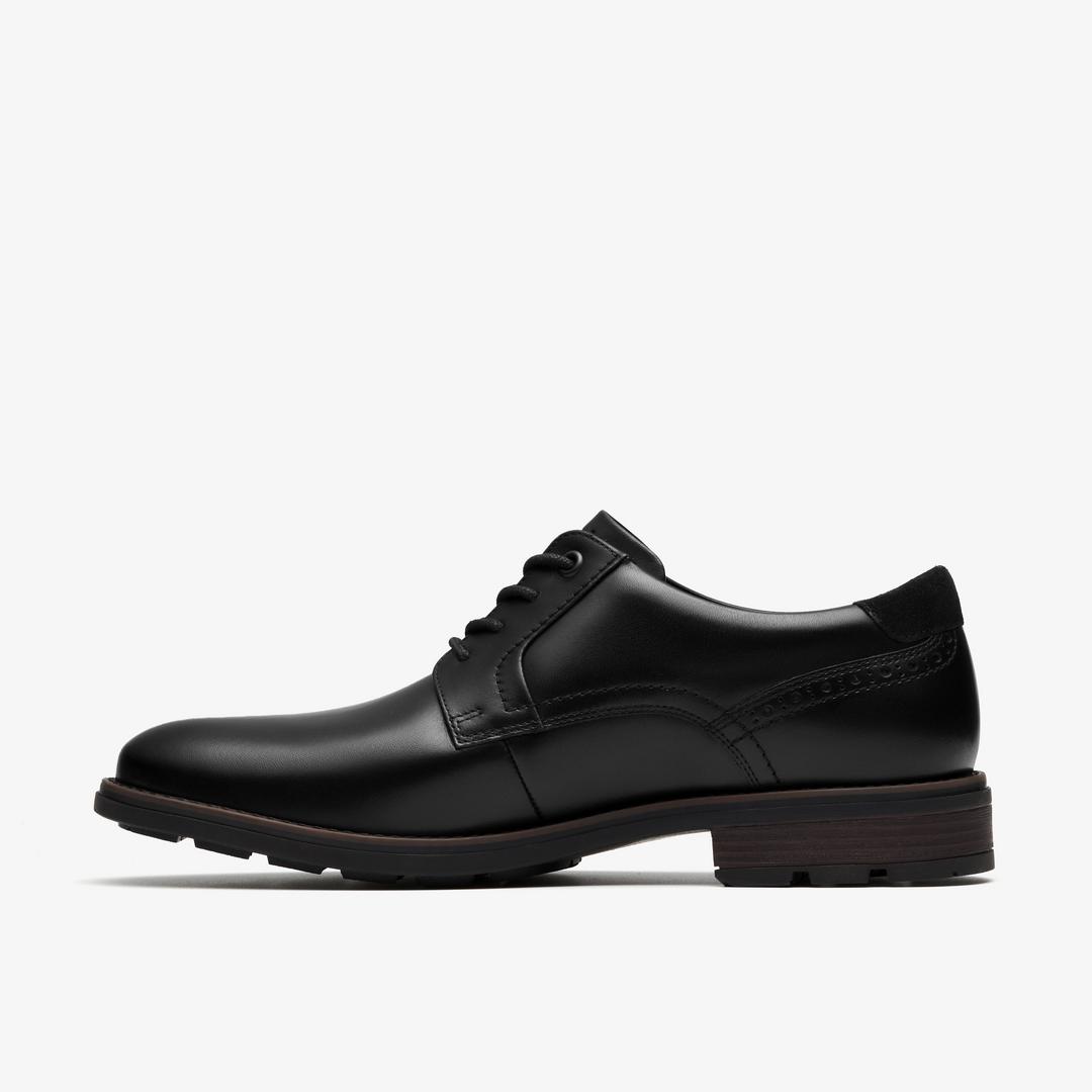 Mens Emmet Plain Black Smooth Shoes - Image 2