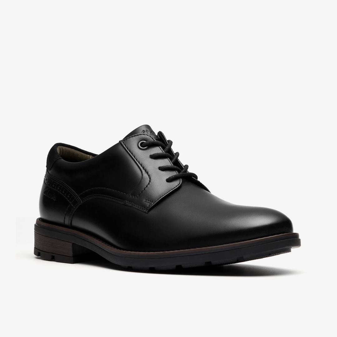 Mens Emmet Plain Black Smooth Shoes - Image 4