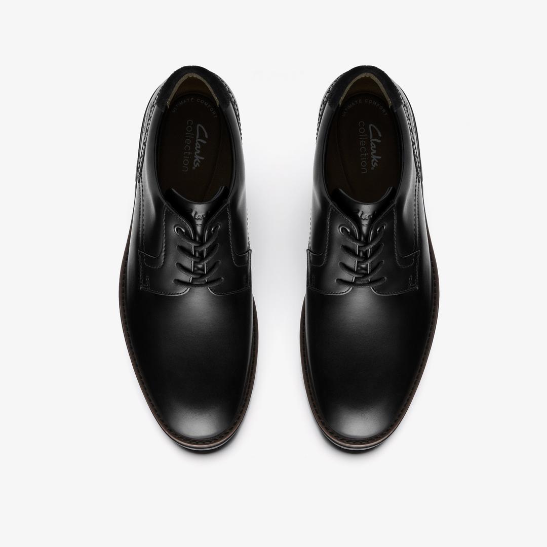 Mens Emmet Plain Black Smooth Shoes - Image 6