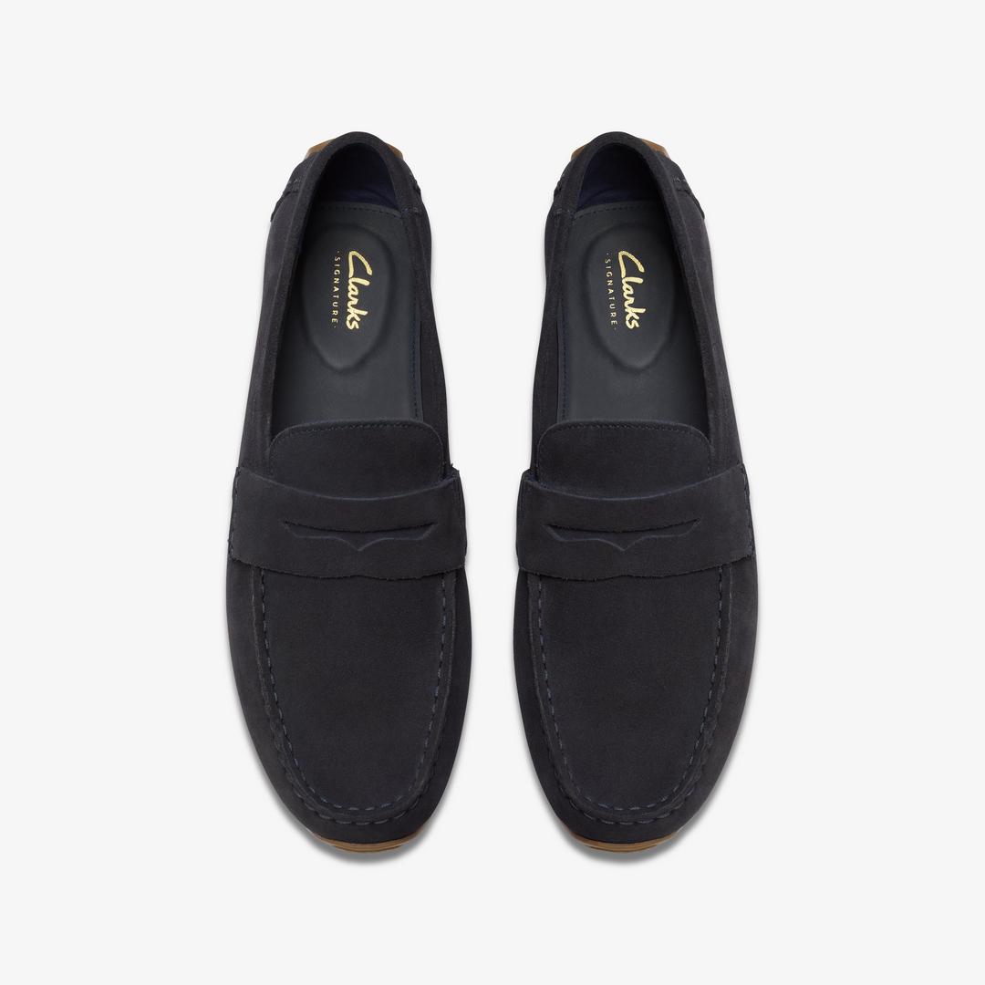 Men's Corsley Bar Navy Suede Loafers - Image 6