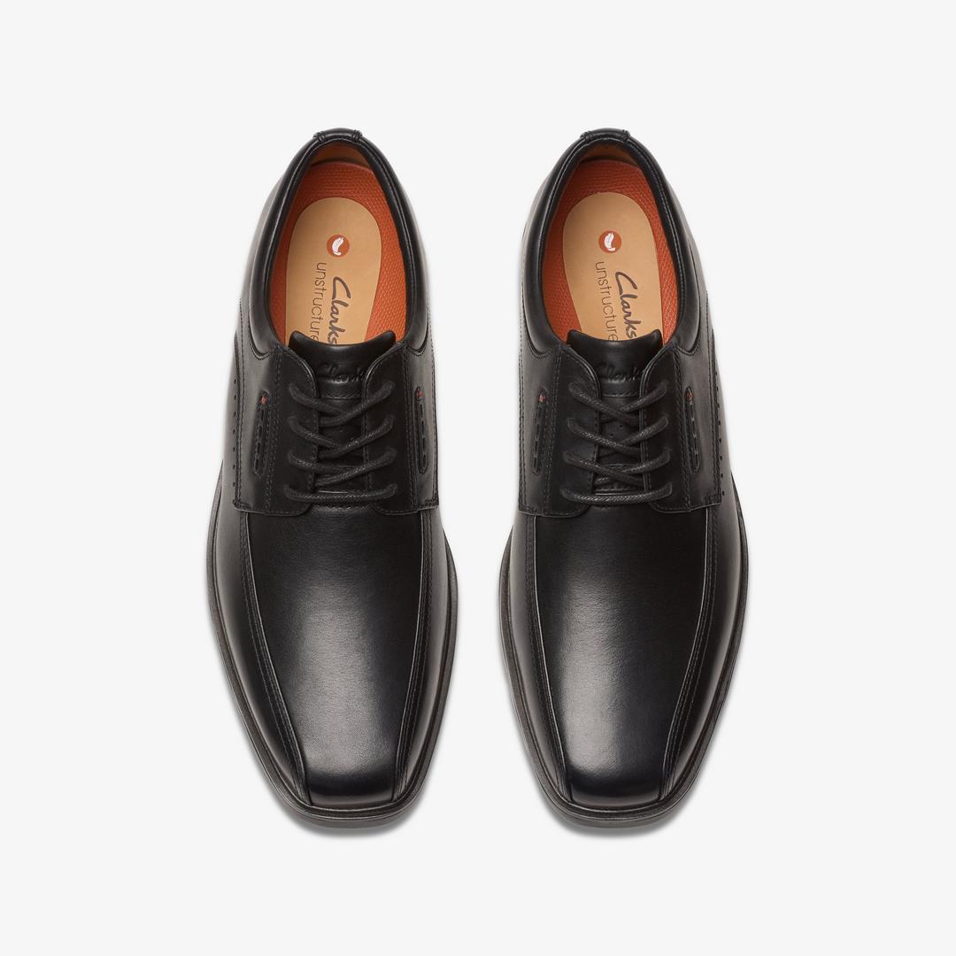 Mens Un Kendric Way Black Leather Oxford Shoes| Clarks - Image 6