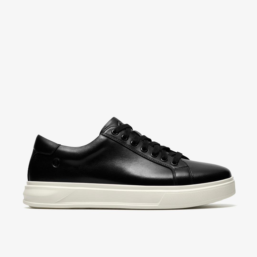 Mens Goswell Tie Black Leather Sneaker