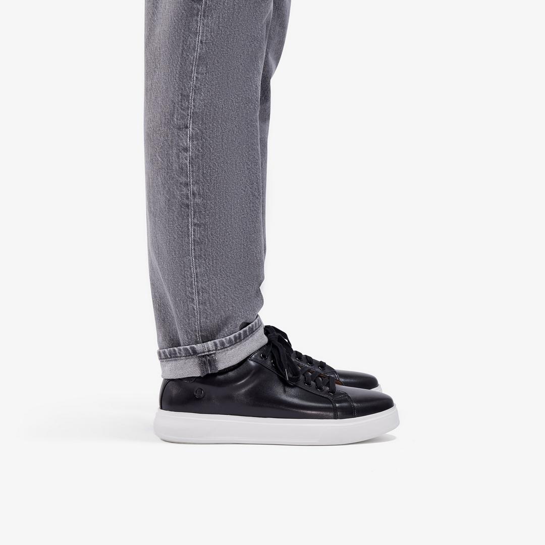 Mens Goswell Tie Black Leather Sneaker - Image 2