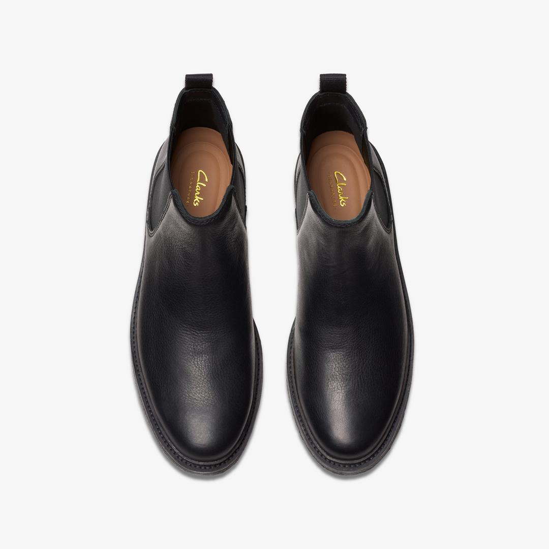 Mens Clarkdale Easy Black Leather Chelsea Boots - Image 9