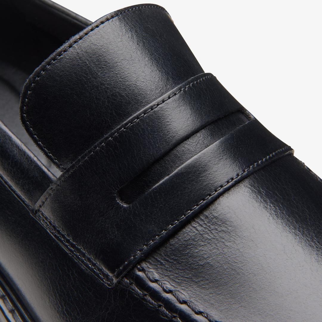 Mens Aldwin Step Black Leather Loafer Shoes - Image 11