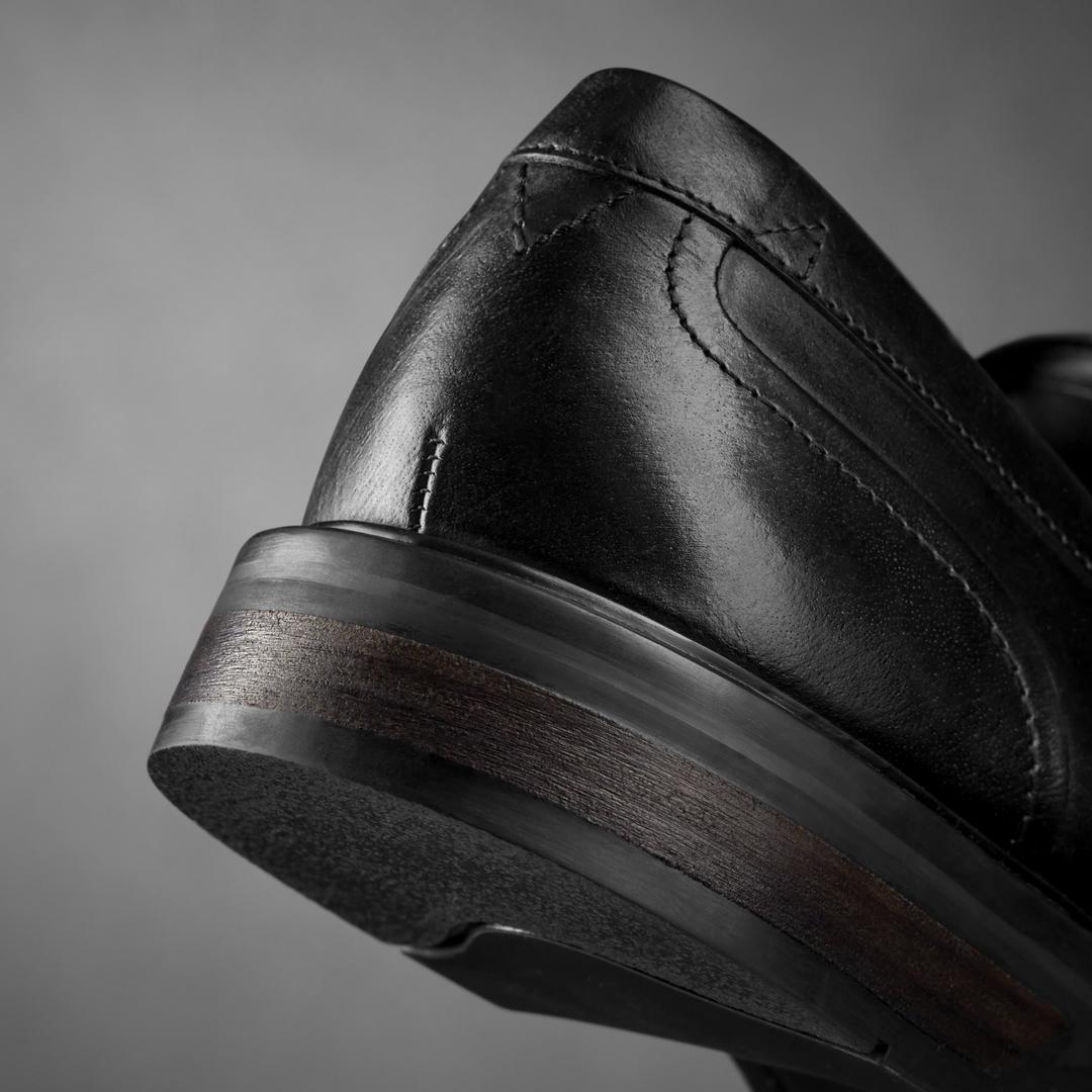 Mens Aldwin Step Black Leather Loafer Shoes - Image 4
